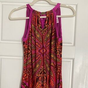 Vibrant Pink & Orange Paisley Dress Sz XS